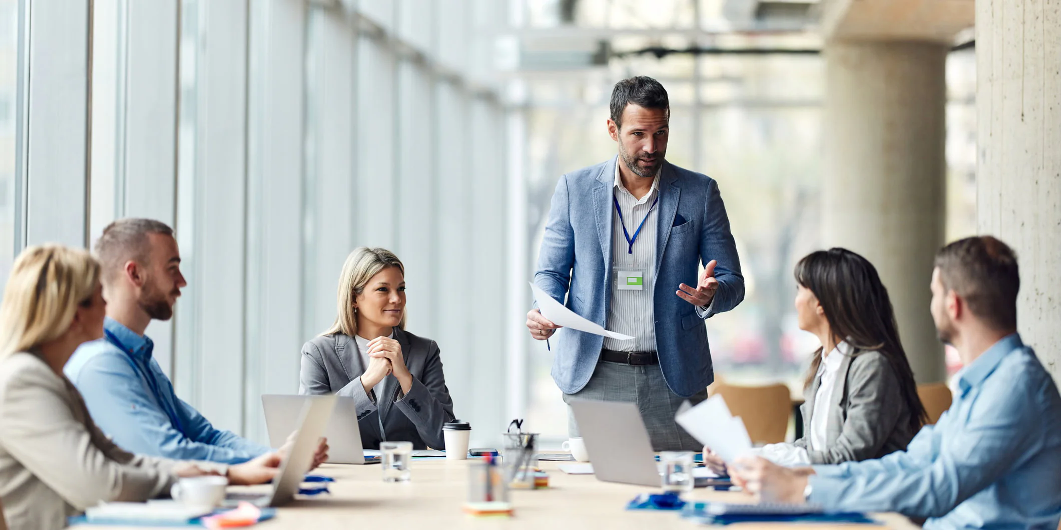 Confident man in suit leading with clarity